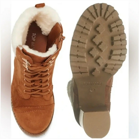 New Sassy Faux Shearling Cuff Lug Sole Bootie - Picture 4 of 4